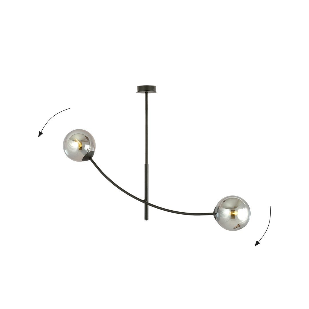 Deckenleuchte Props 2 in Schwarz, Graphit, 2-flammig