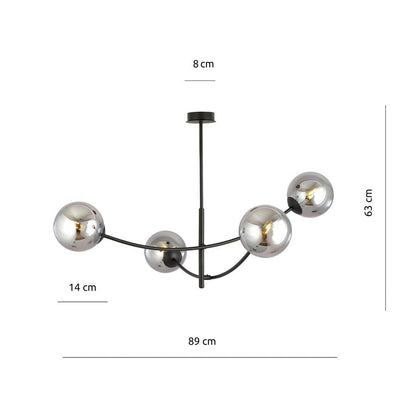 Deckenleuchte Props 4 in Schwarz, Graphit, 4-flammig