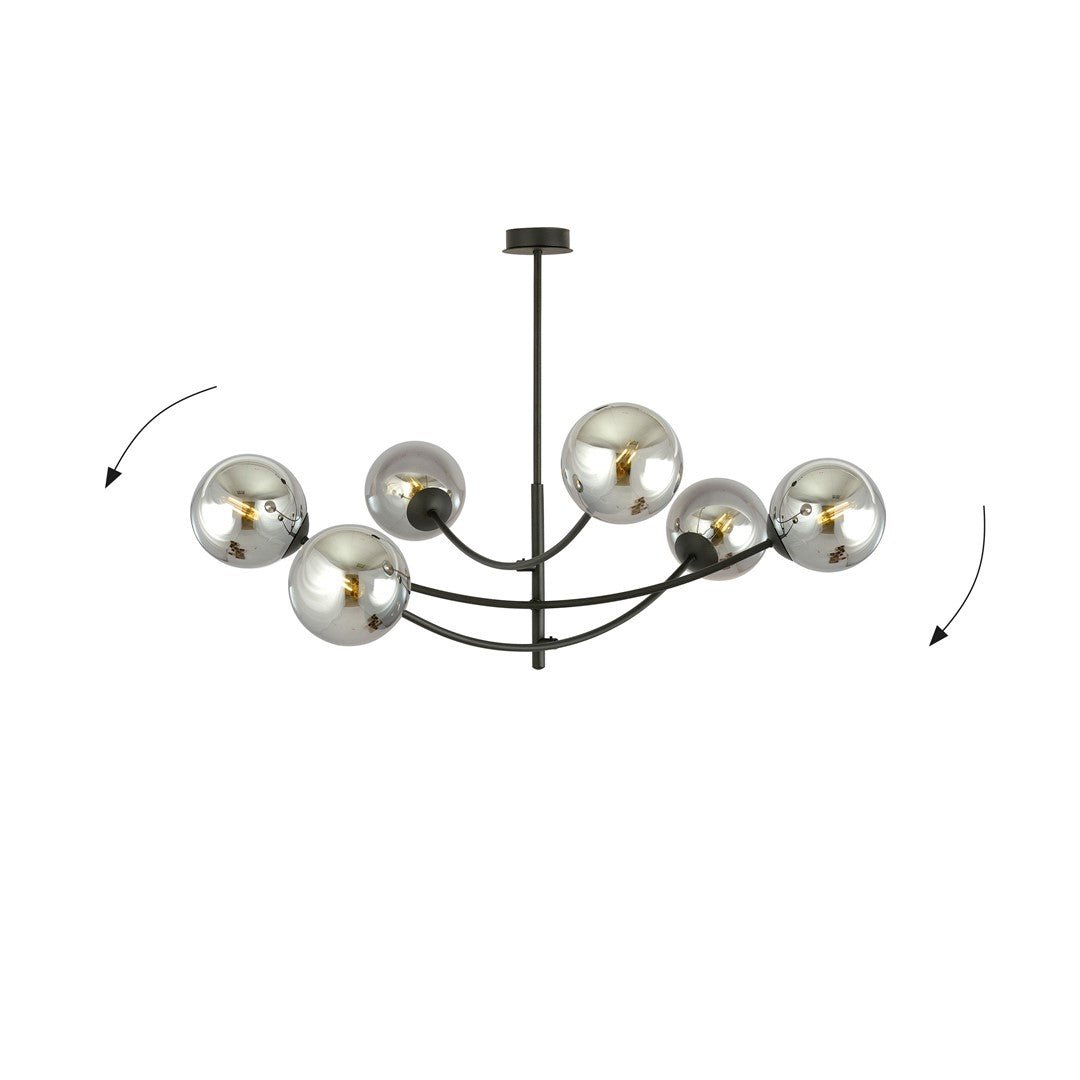 Deckenleuchte Props 6 in Schwarz, Graphit, 6-flammig