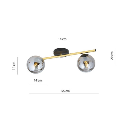 Deckenleuchte Radiance 2 in Schwarz, Gold, Graphit, 2-flammig