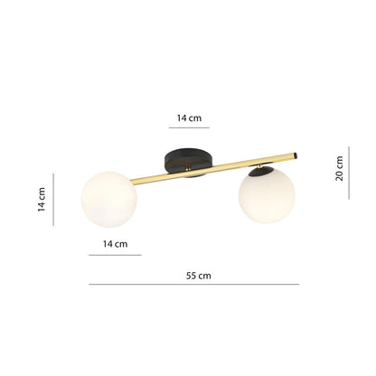Deckenleuchte Radiance 2 in Schwarz, Gold, Weiß, 2-flammig
