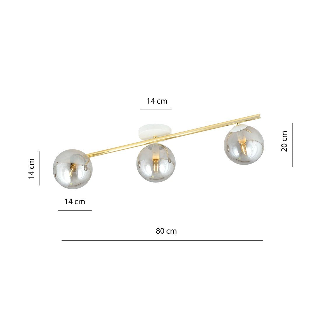 Deckenleuchte Radiance 3 in Weiß, Gold, Graphit, 3-flammig
