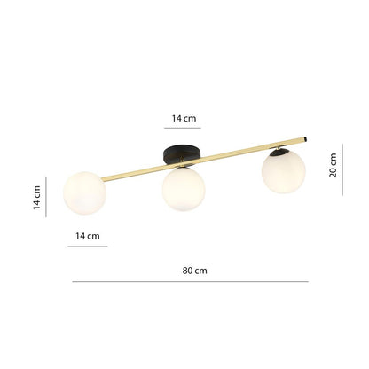 Deckenleuchte Radiance 3 in Schwarz, Gold, Weiß, 3-flammig