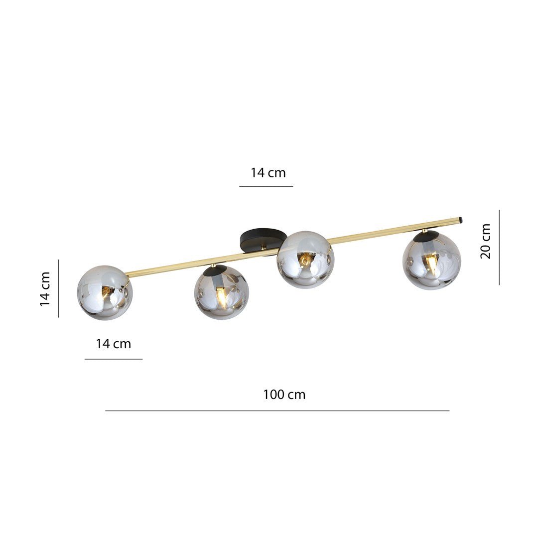 Deckenleuchte Radiance 4 in Schwarz, Gold, Graphit, 4-flammig