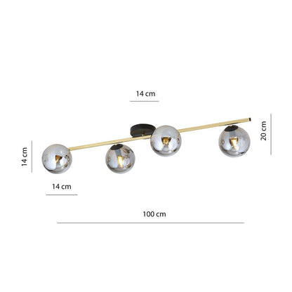Deckenleuchte Radiance 4 in Schwarz, Gold, Graphit, 4-flammig
