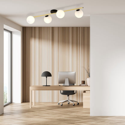 Deckenleuchte Radiance 4 in Schwarz, Gold, Weiß, 4-flammig
