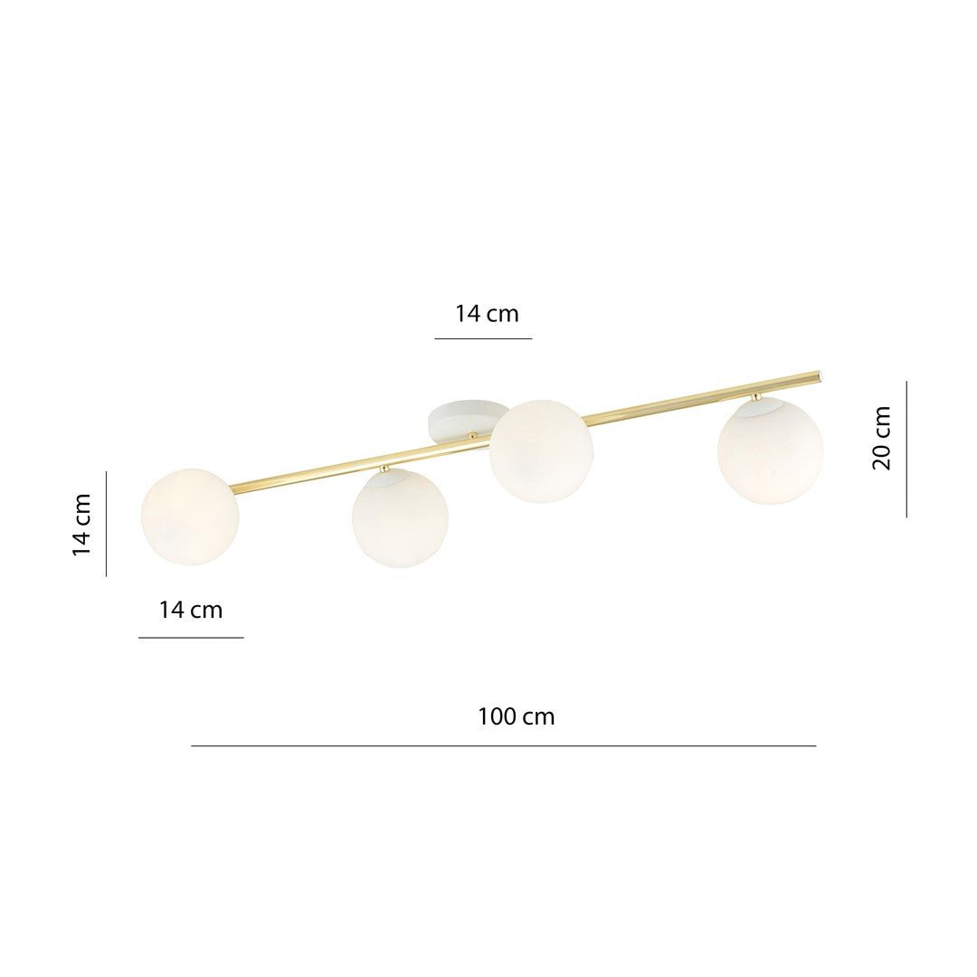 Deckenleuchte Radiance 4 in Weiß, Gold, 4-flammig