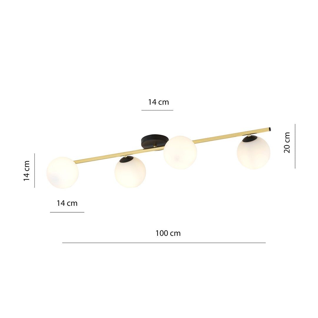 Deckenleuchte Radiance 4 in Schwarz, Gold, Weiß, 4-flammig