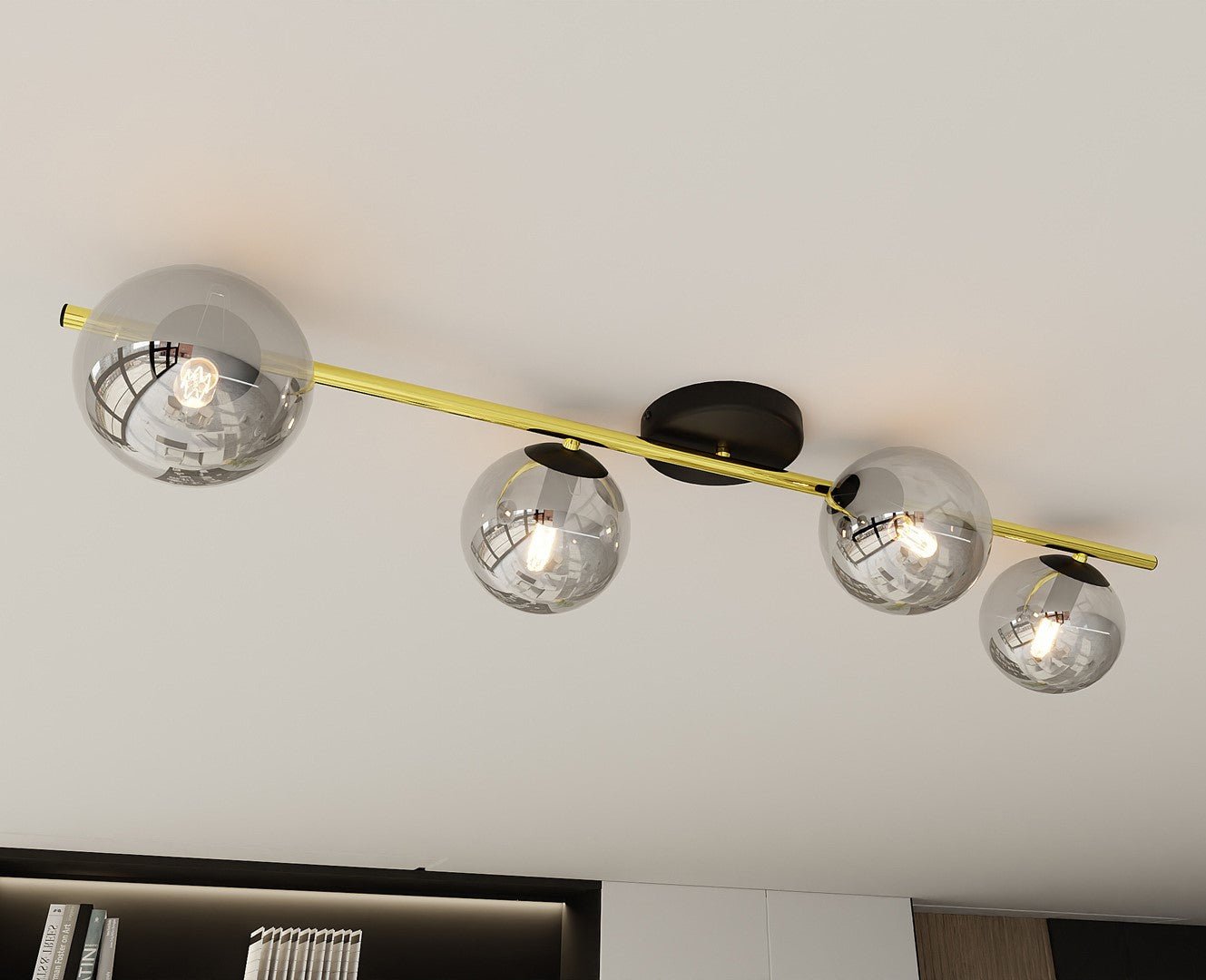 Deckenleuchte Radiance 4 in Schwarz, Gold, Graphit, 4-flammig