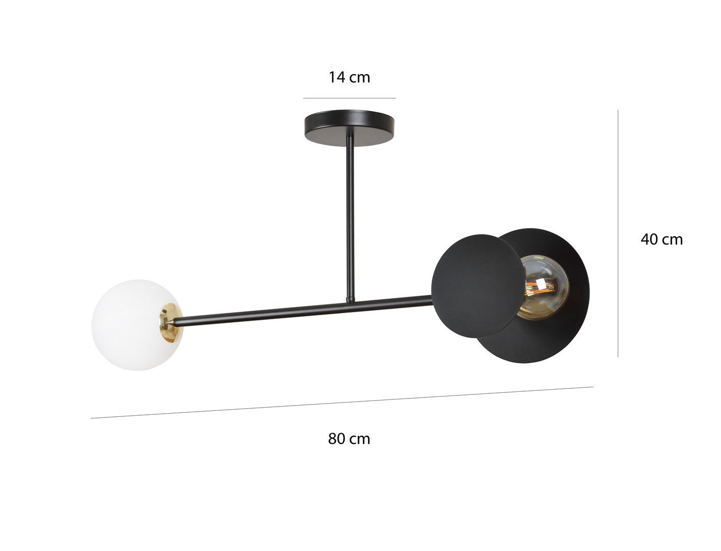 Deckenleuchte Serenity 2 in Schwarz, Weiß, 2-flammig