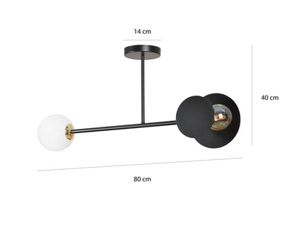 Deckenleuchte Serenity 2 in Schwarz, Weiß, 2-flammig