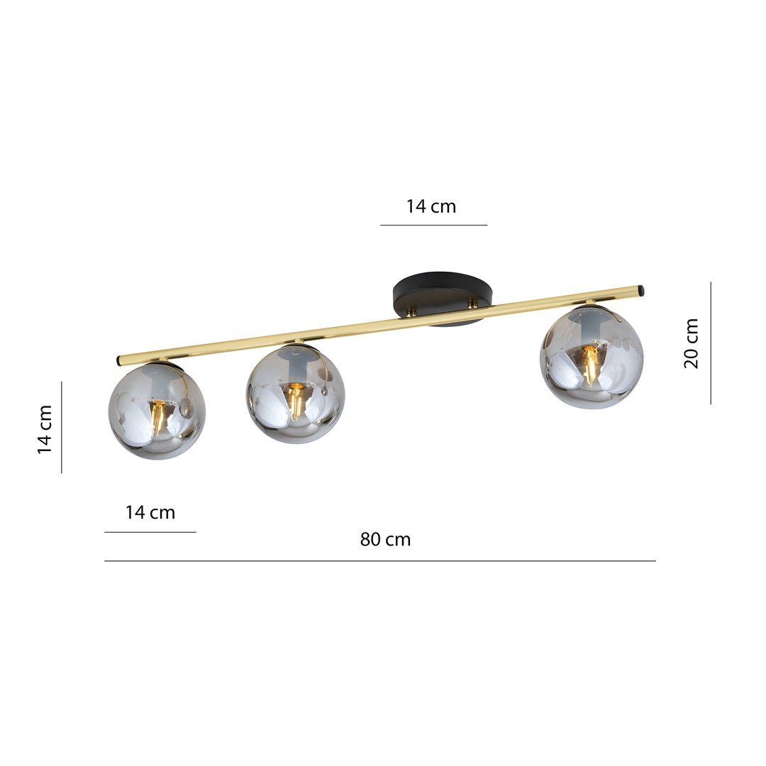 Deckenleuchte Spirit 3 in Schwarz, Gold, Graphit, 3-flammig