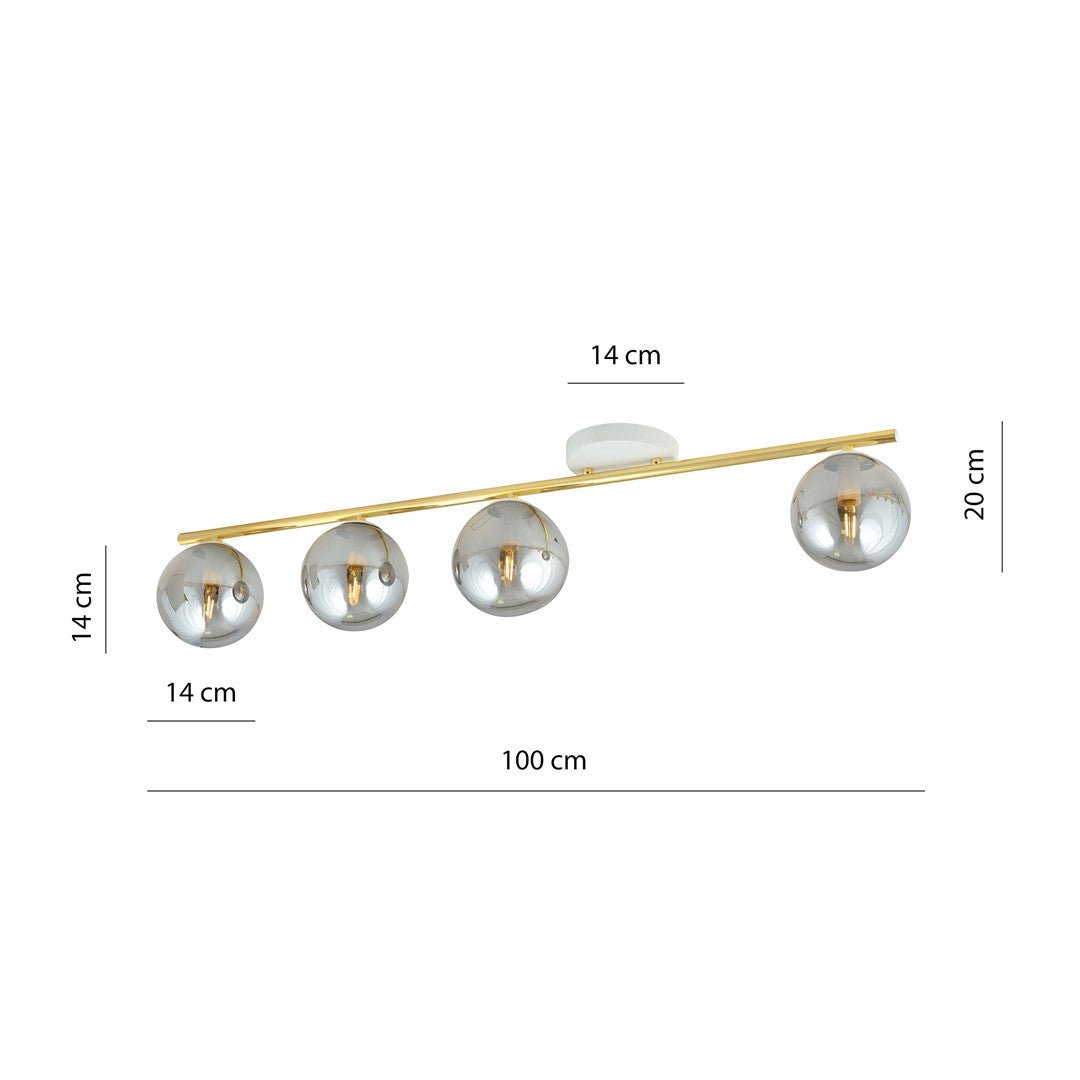 Deckenleuchte Spirit 4 in Weiß, Gold, Graphit, 4-flammig