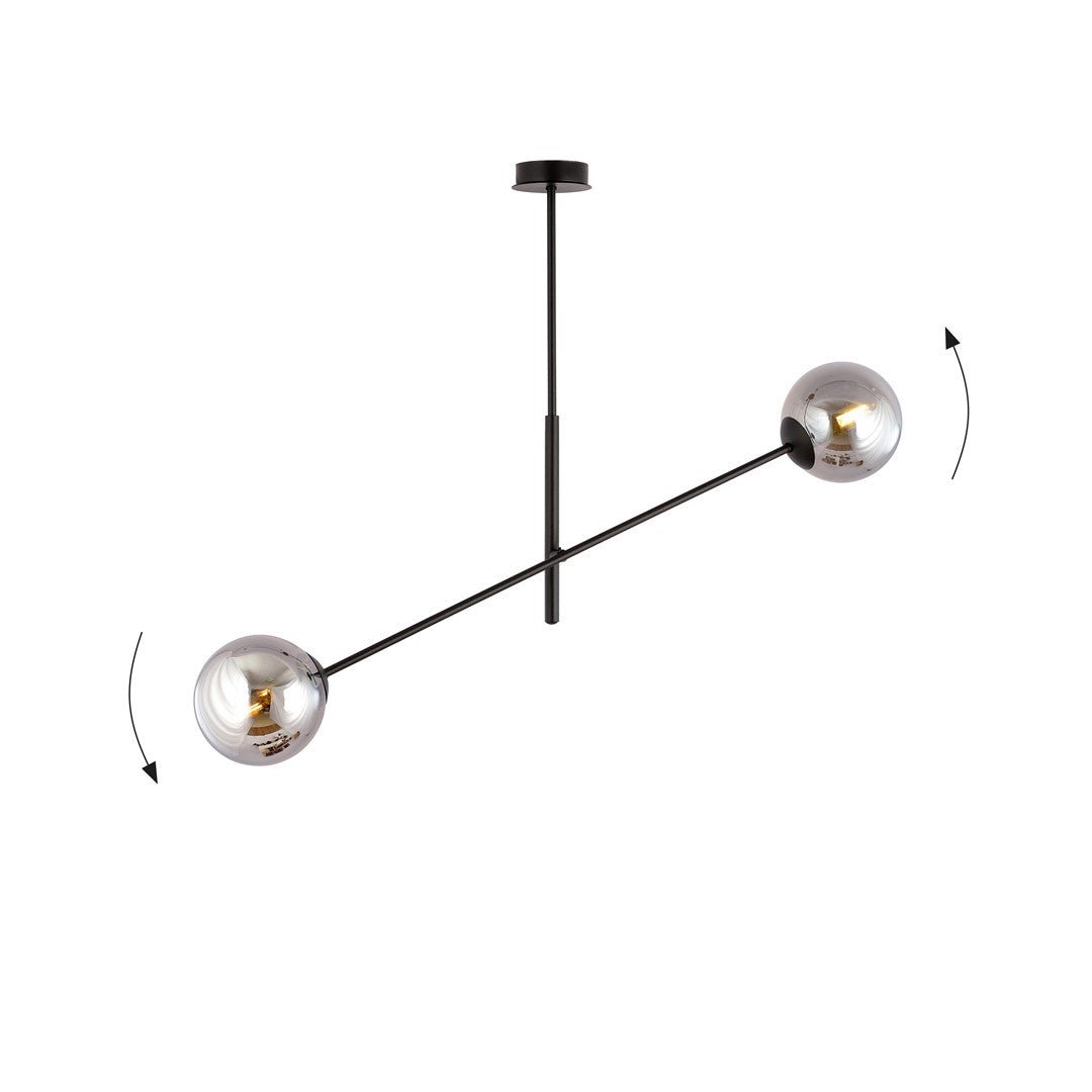 Deckenleuchte Trace 2 in Schwarz, Graphit, 2-flammig