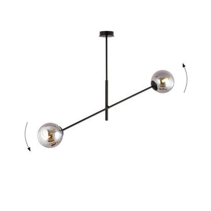 Deckenleuchte Trace 2 in Schwarz, Graphit, 2-flammig