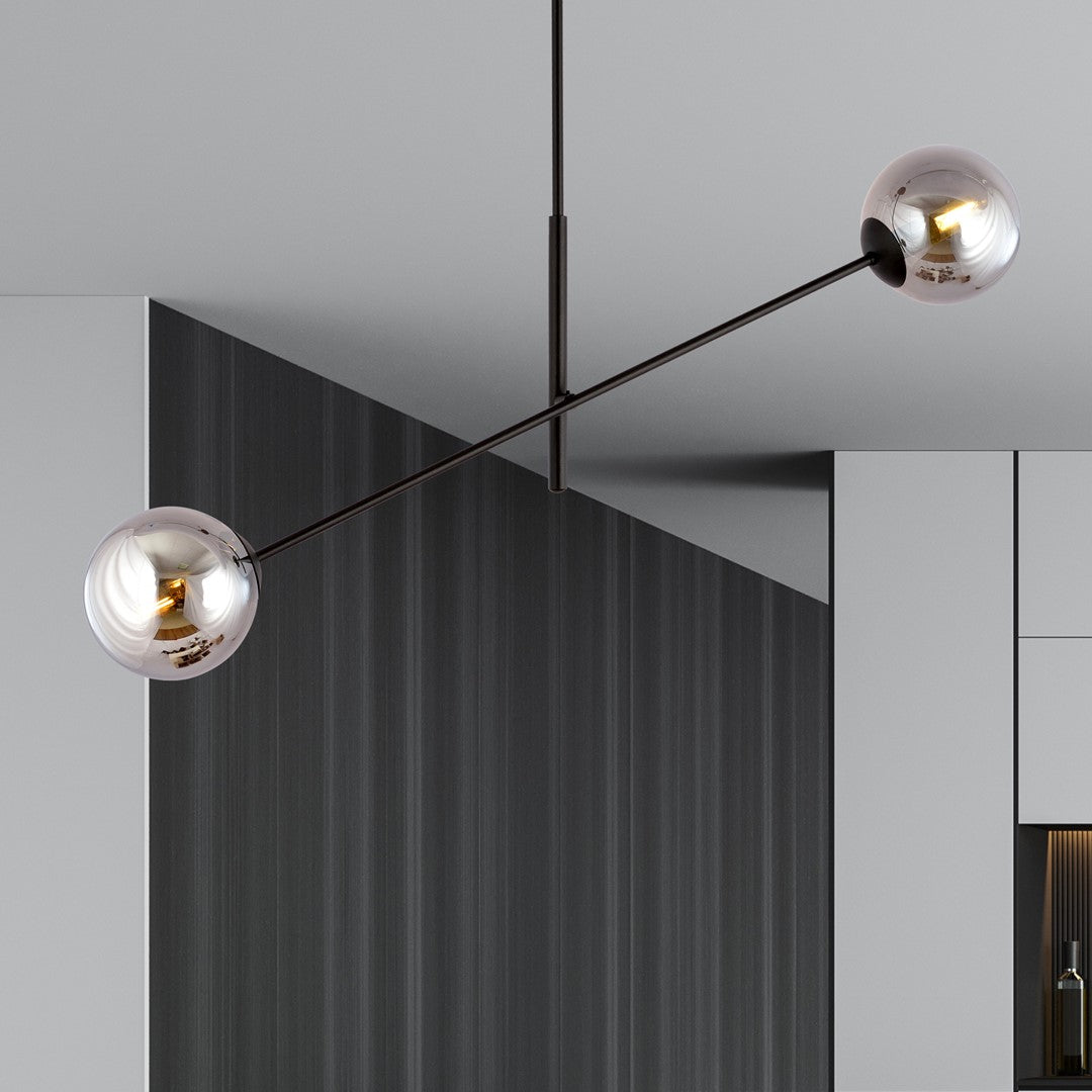 Deckenleuchte Trace 2 in Schwarz, Graphit, 2-flammig