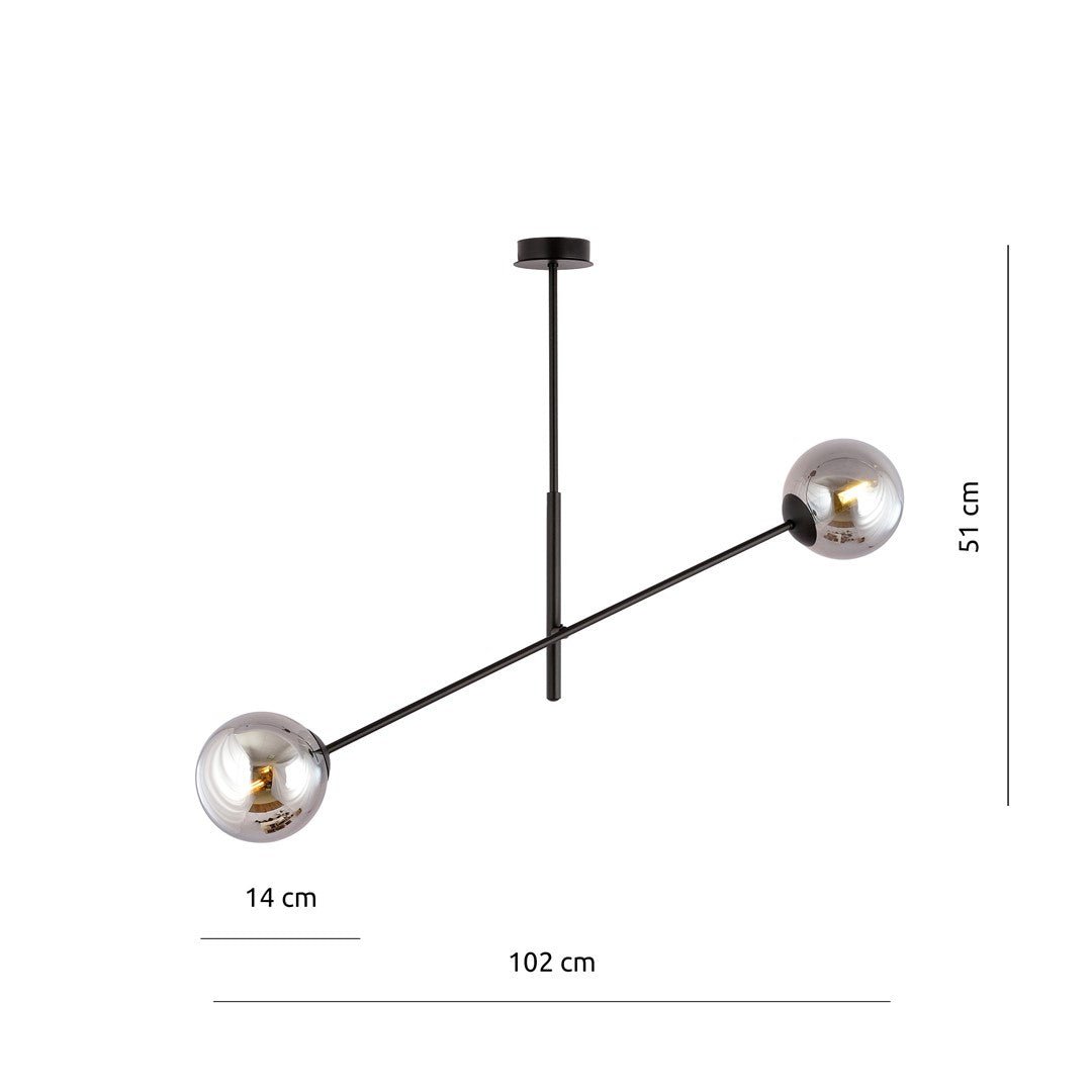 Deckenleuchte Trace 2 in Schwarz, Graphit, 2-flammig