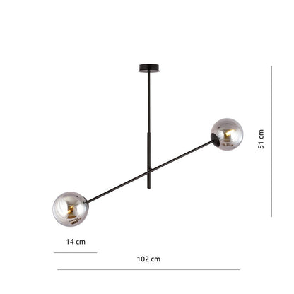 Deckenleuchte Trace 2 in Schwarz, Graphit, 2-flammig