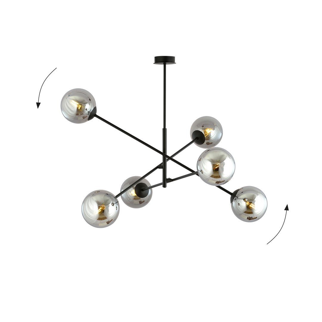 Deckenleuchte Trace 6 in Schwarz, Graphit, 6-flammig