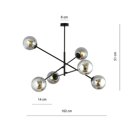 Deckenleuchte Trace 6 in Schwarz, Graphit, 6-flammig