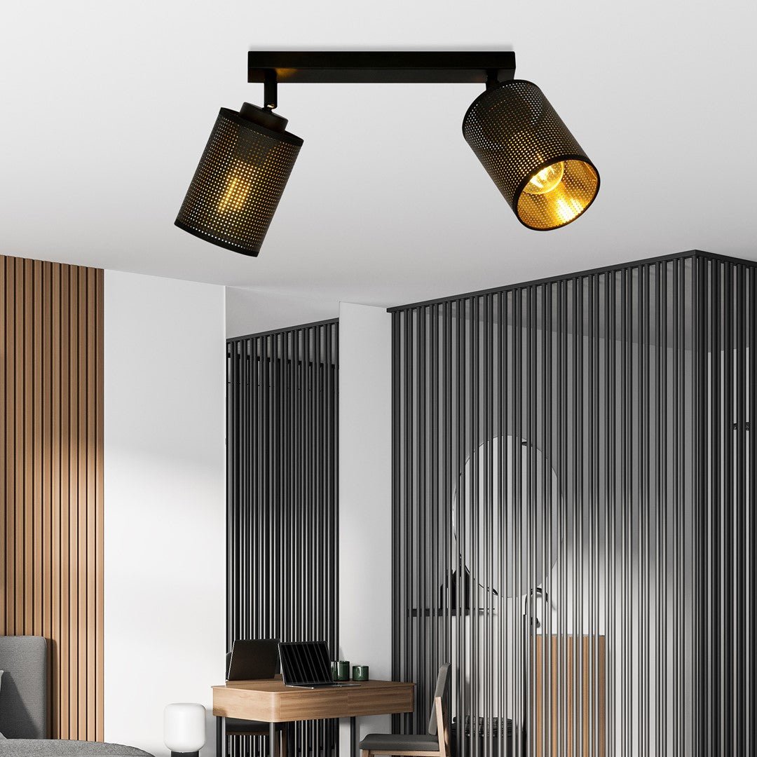 Deckenleuchte Urban 2 in Schwarz, 2-flammig