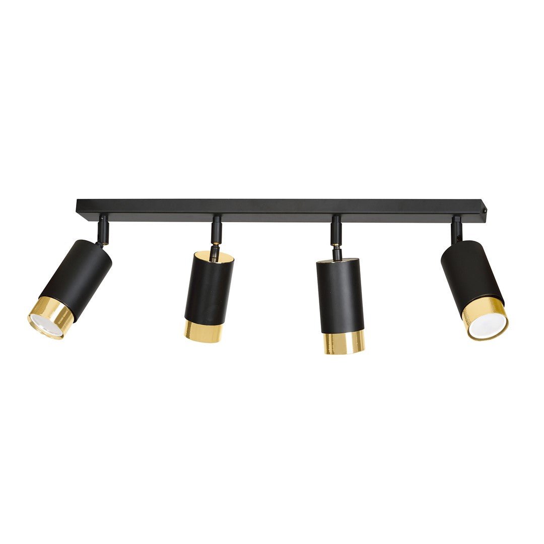 Deckenleuchte Vallant 4 in Schwarz, Gold, 4-flammig