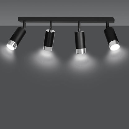 Deckenleuchte Vallant 4 in Schwarz, Silber, 4-flammig