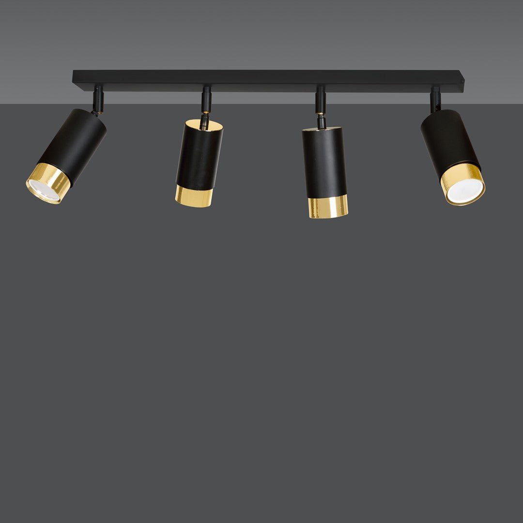 Deckenleuchte Vallant 4 in Schwarz, Gold, 4-flammig