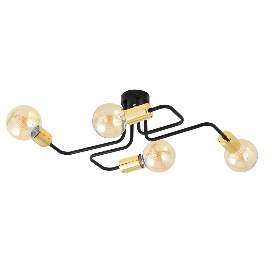 Deckenleuchte Verve 4 in Schwarz, Gold, 4-flammig