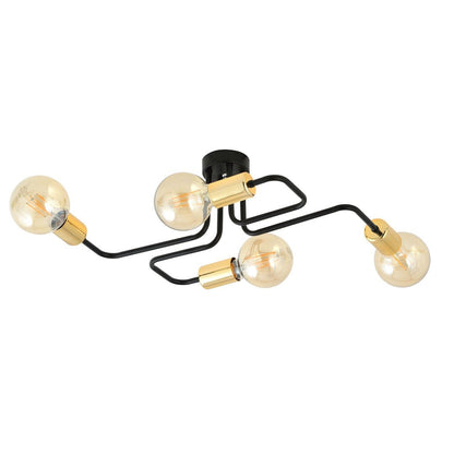 Deckenleuchte Verve 4 in Schwarz, Gold, 4-flammig
