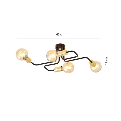 Deckenleuchte Verve 4 in Schwarz, Gold, 4-flammig