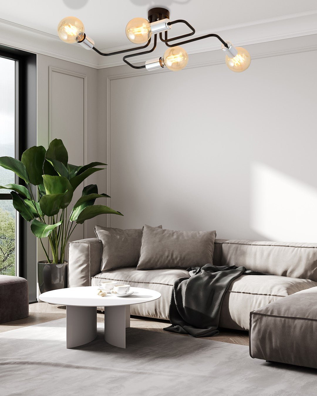 Deckenleuchte Verve 4 in Schwarz, Silber, 4-flammig