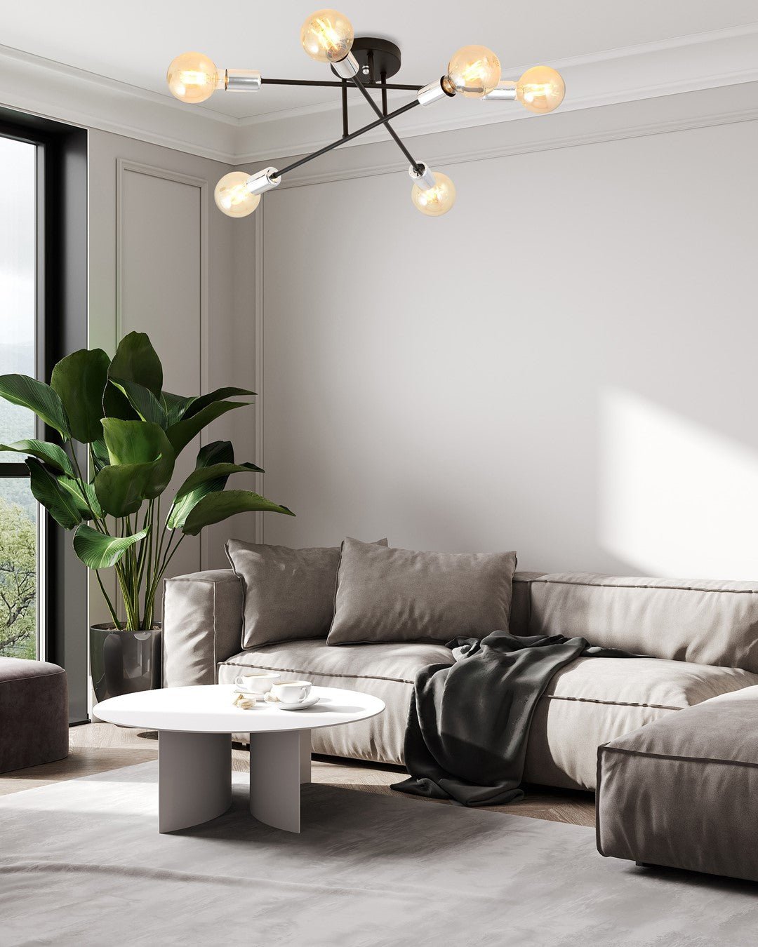 Deckenleuchte Verve 6B  in Schwarz, Silber, 6-flammig