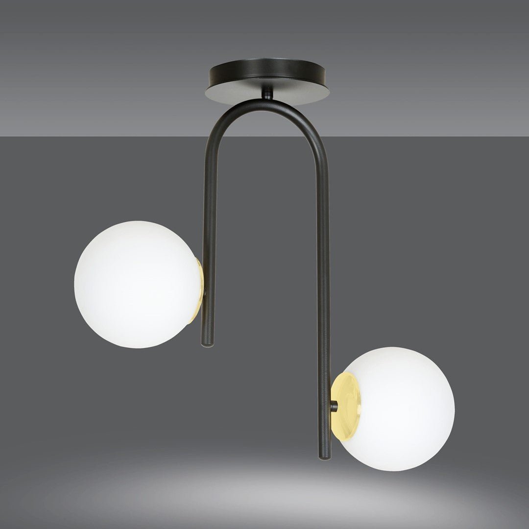 Deckenleuchte Viking 2 in Schwarz, Gold, Weiß, 2-flammig