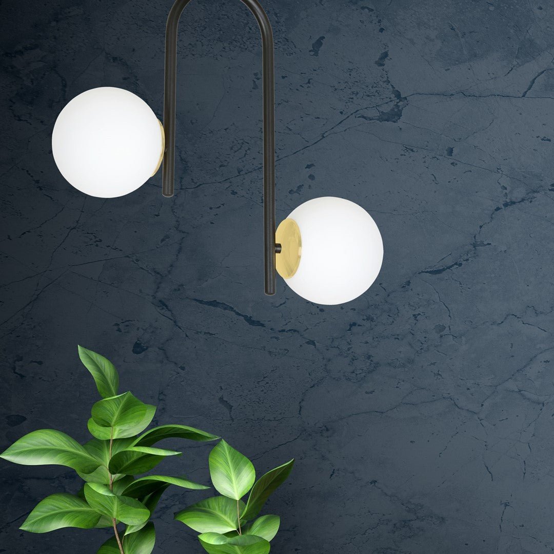Deckenleuchte Viking 2 in Schwarz, Gold, Weiß, 2-flammig