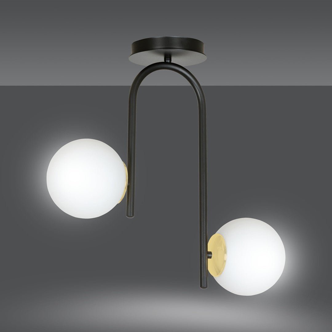 Deckenleuchte Viking 2 in Schwarz, Gold, Weiß, 2-flammig