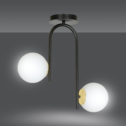 Deckenleuchte Viking 2 in Schwarz, Gold, Weiß, 2-flammig
