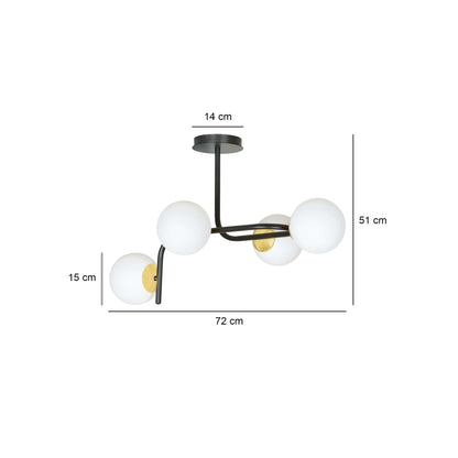Deckenleuchte Viking 4A in Schwarz, Gold, Weiß, 4-flammig