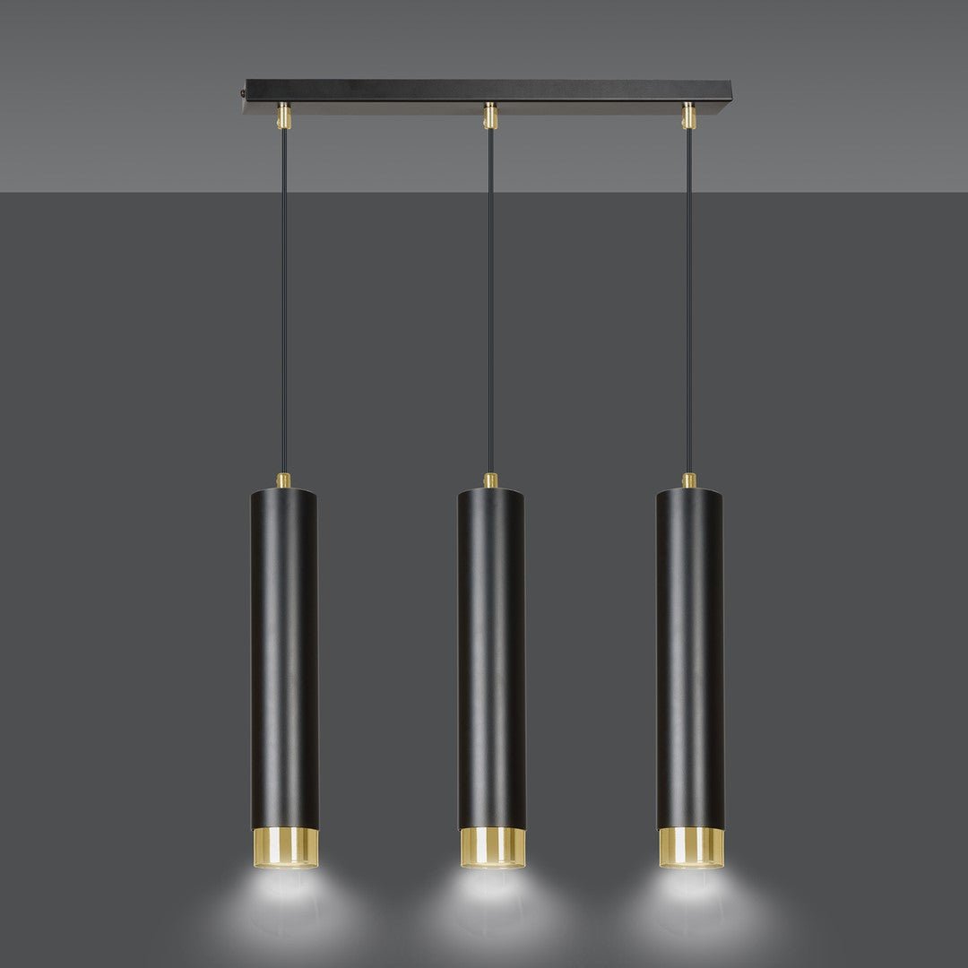 Hängeleuchte Aspire 3 in Schwarz, Gold, 3-flammig