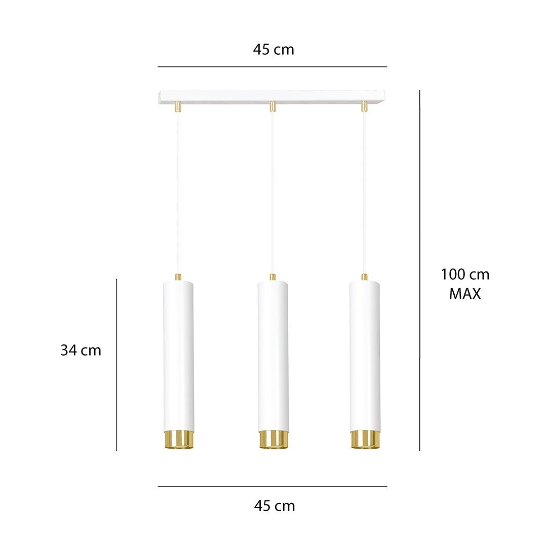 Hängeleuchte Aspire 3 in Weiß, Gold, 3-flammig