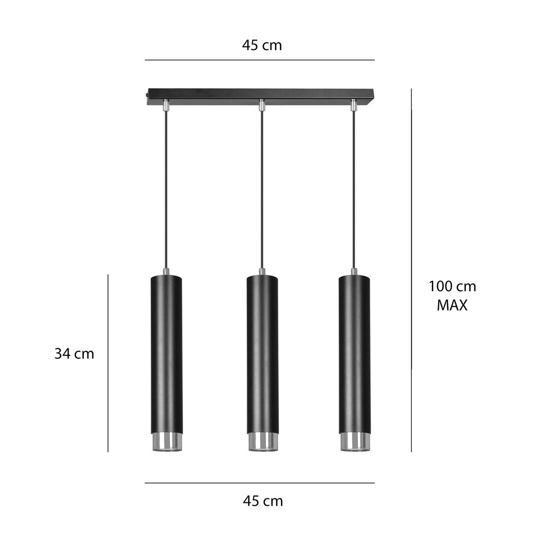 Hängeleuchte Aspire 3 in Schwarz, Silber, 3-flammig