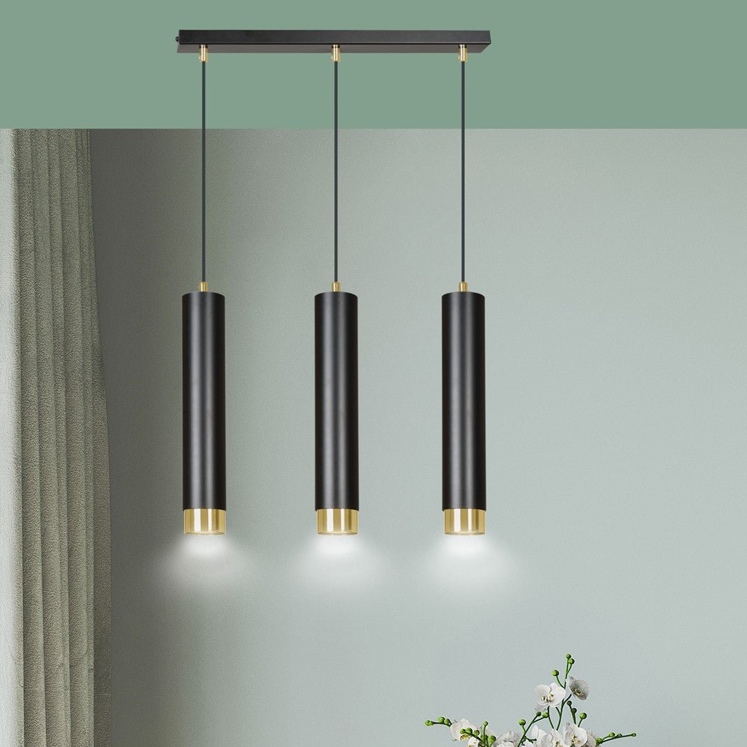 Hängeleuchte Aspire 3 in Schwarz, Gold, 3-flammig