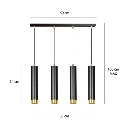 Hängeleuchte Aspire 4 in Schwarz, Gold, 4-flammig