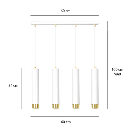 Hängeleuchte Aspire 4 in Weiß, Gold, 4-flammig