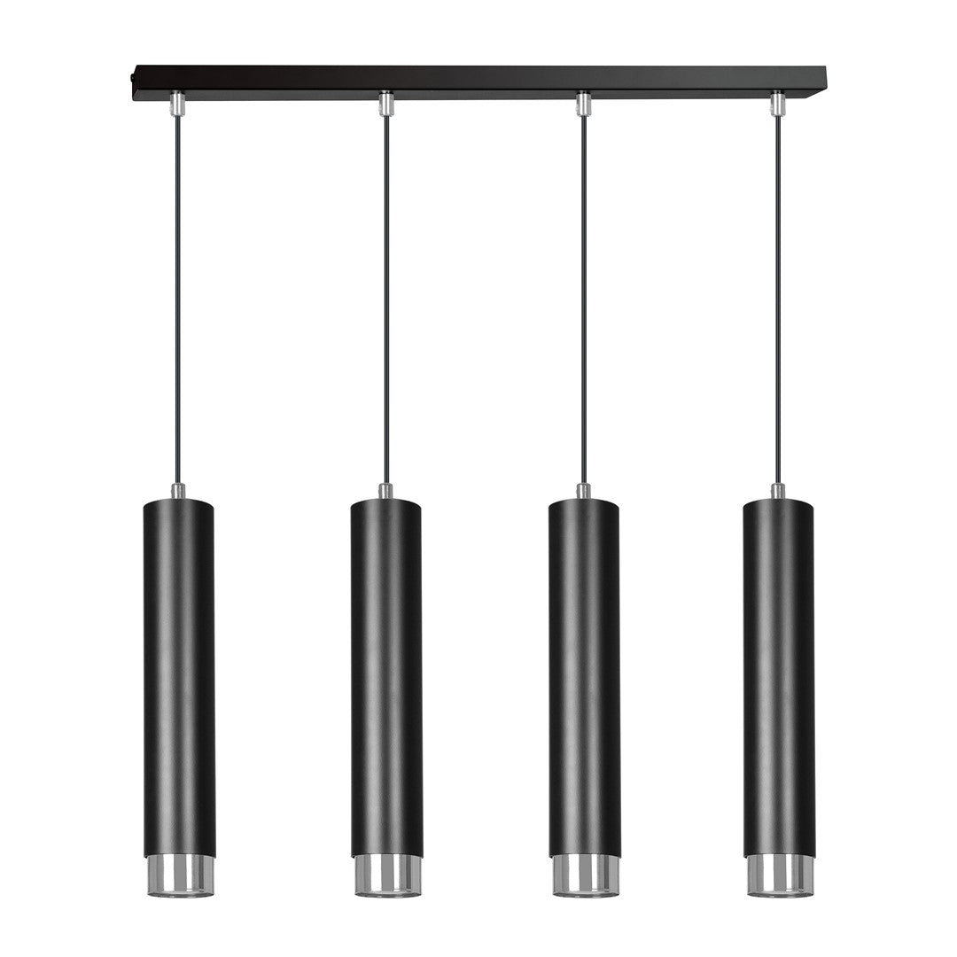 Hängeleuchte Aspire 4 in Schwarz, Silber, 4-flammig
