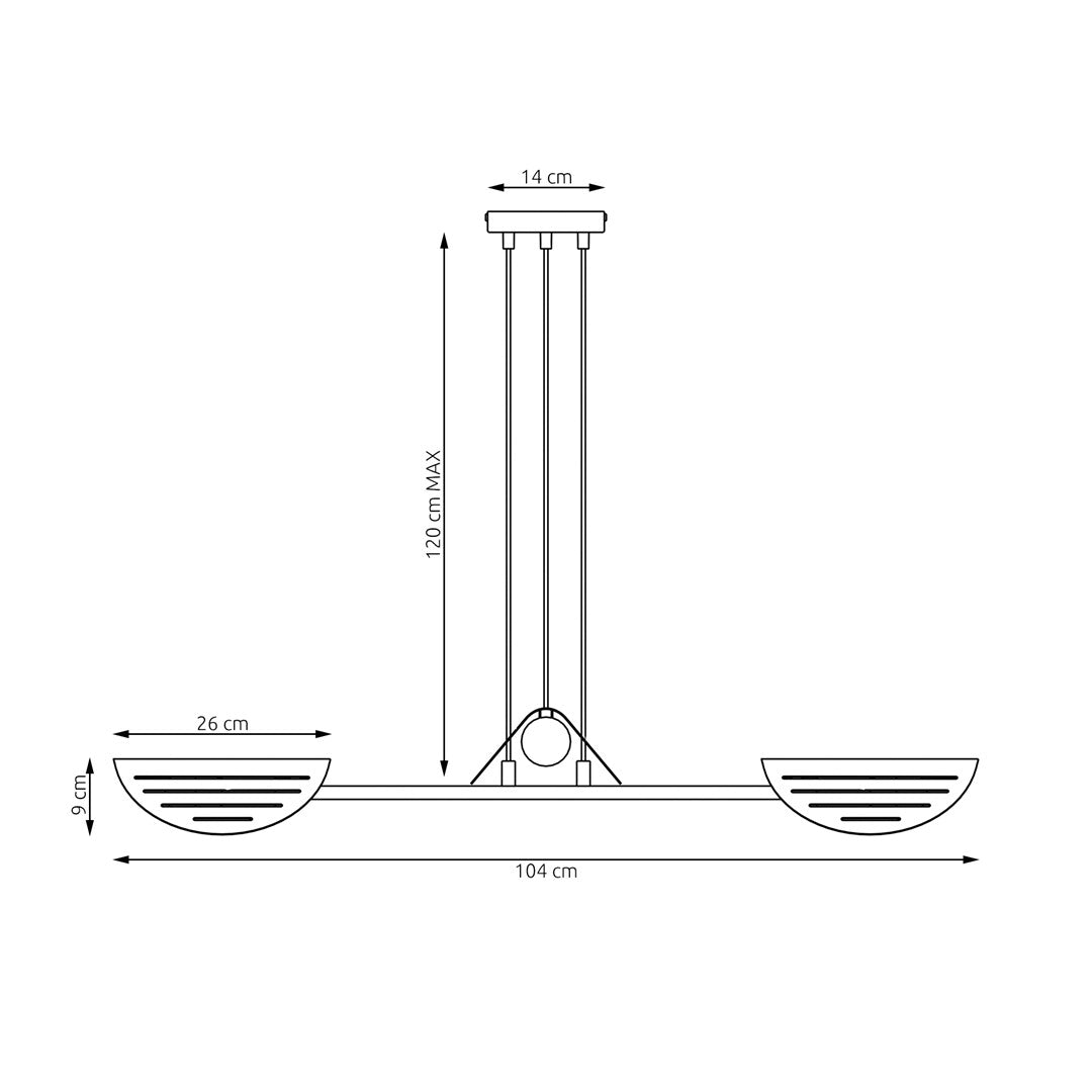 Hängeleuchte Blade 4 in Schwarz, 4-flammig