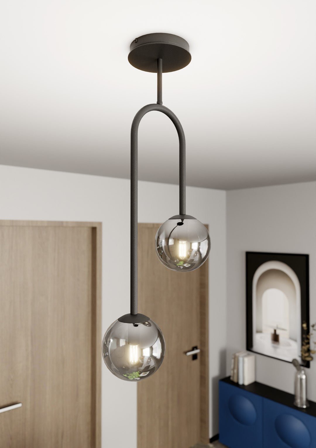 Hängeleuchte Celeste 2 in Schwarz, Graphit, 2-flammig