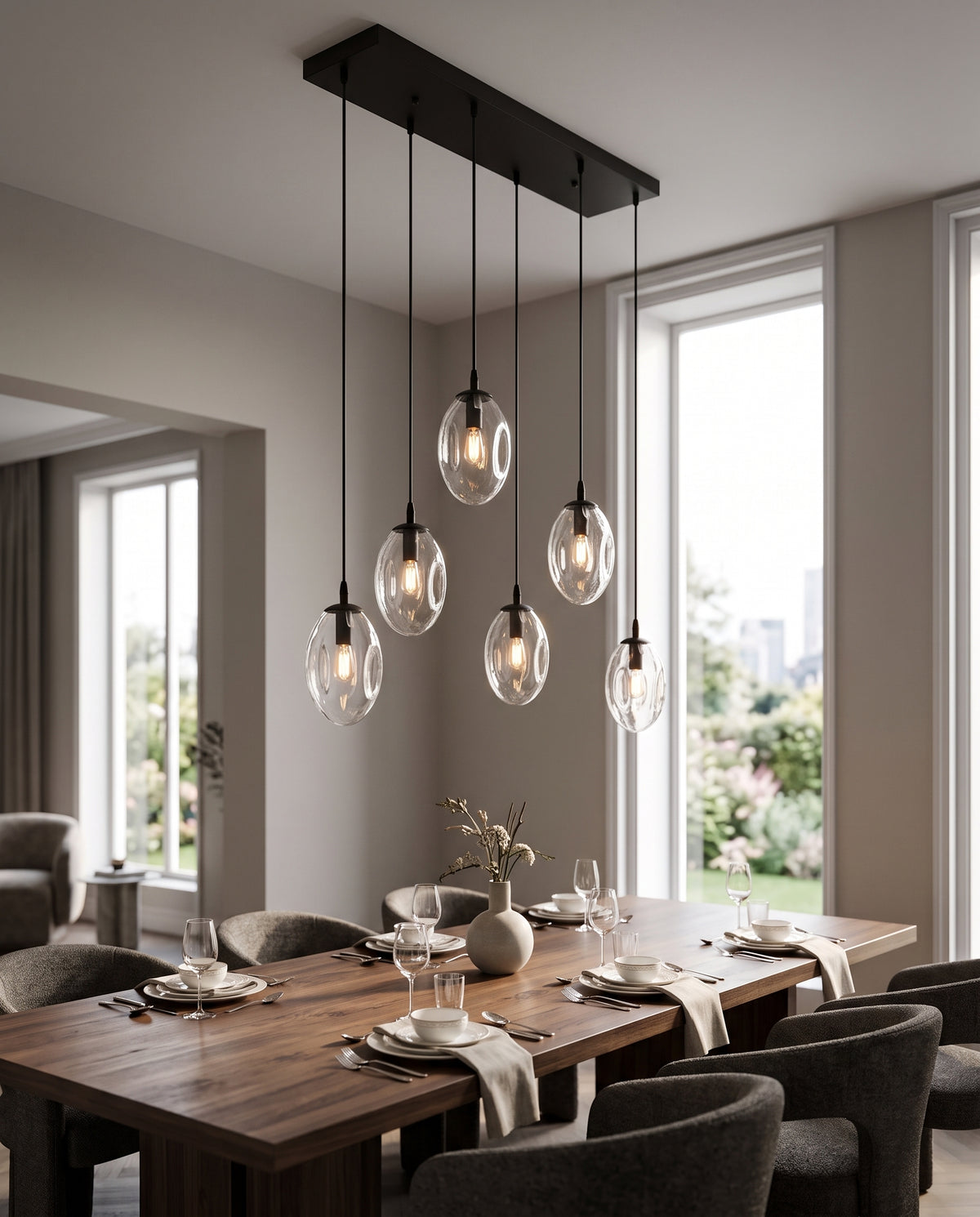 Hängeleuchte Celestial 6 in Schwarz, 6-flammig