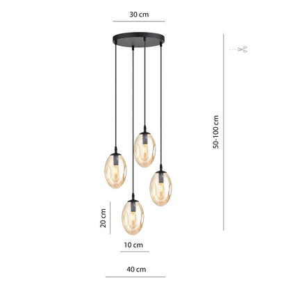 Hängeleuchte Celestial 4 Premium in Schwarz, Bernstein, 4-flammig
