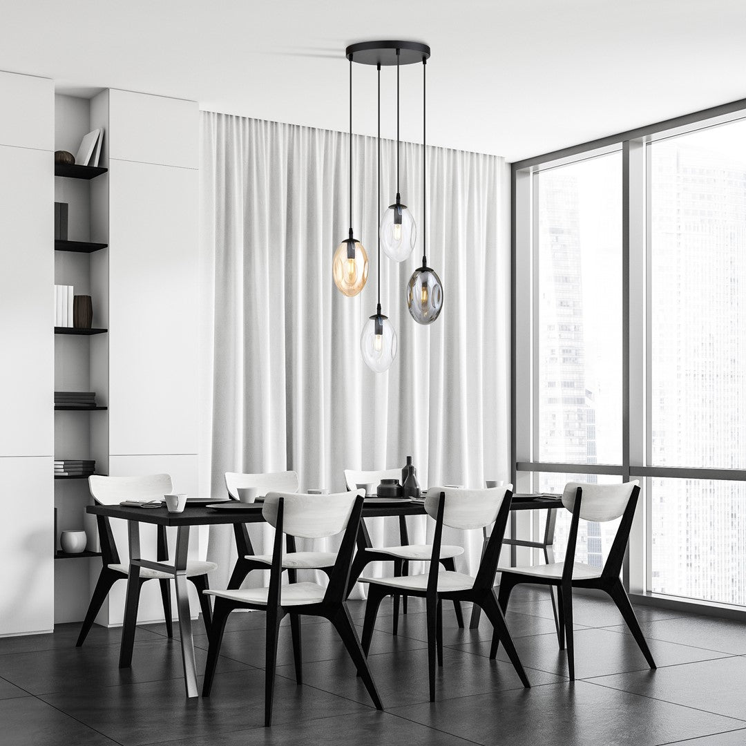 Hängeleuchte Celestial 4 Premium in Schwarz, Graphit, Bernstein, 4-flammig